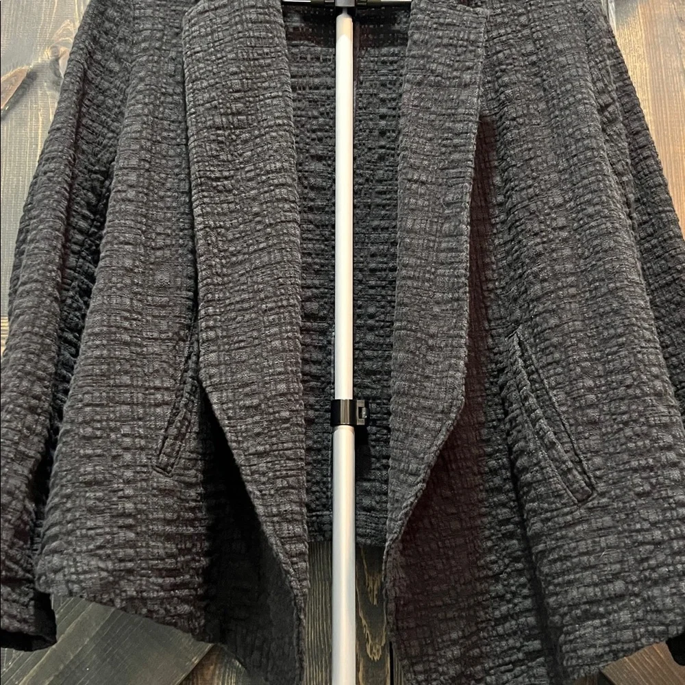 Free‎ People Black Crinkle Open Blazer Jacket S Gauzy Dark Academia Artsy Boho